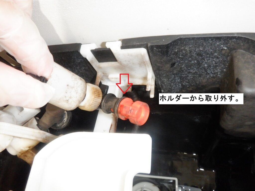 TOTO　ﾄｲﾚﾀﾝｸ　SH341BA・SH340BA　ﾎﾞｰﾙﾀｯﾌﾟ・制御筒ﾕﾆｯﾄ（排水弁）の交換手順
